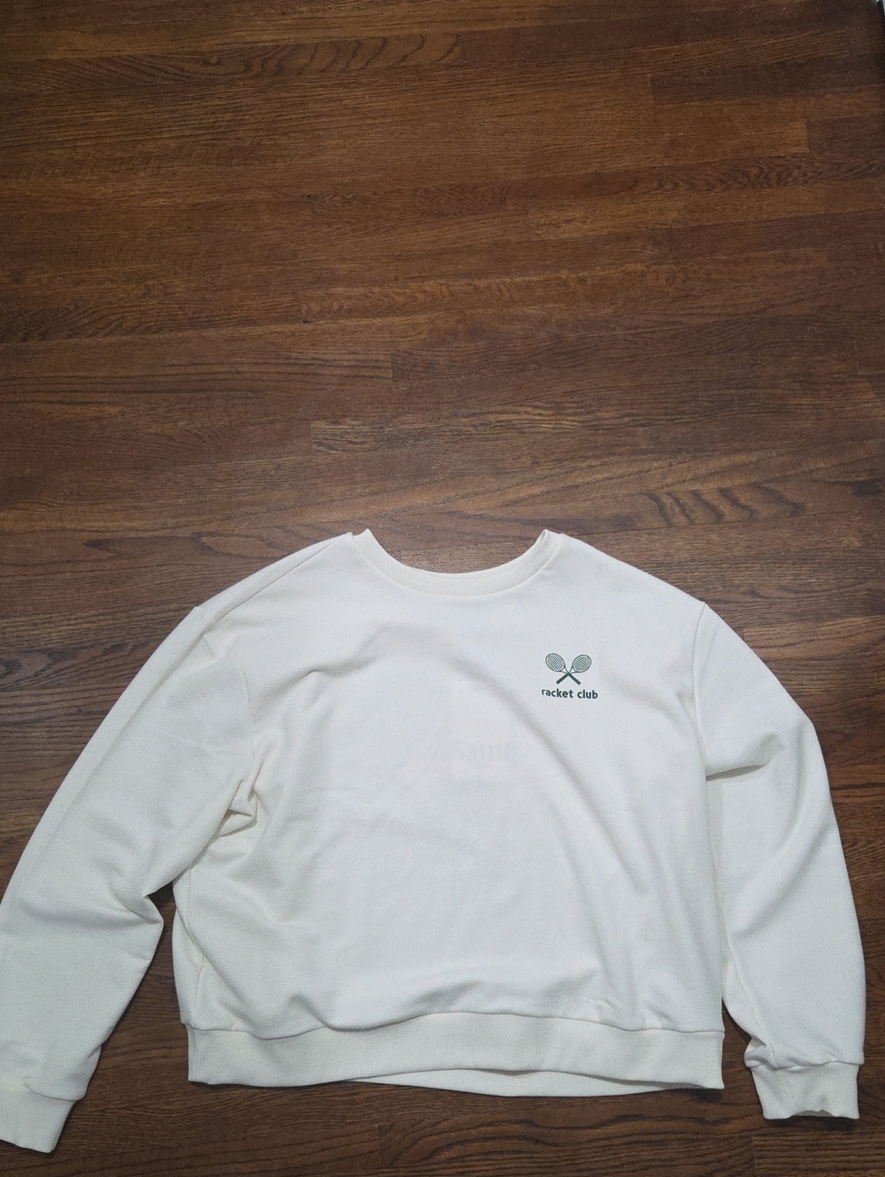 Saint Tropez Cream Crewneck Sweatshirt with Green Logo
